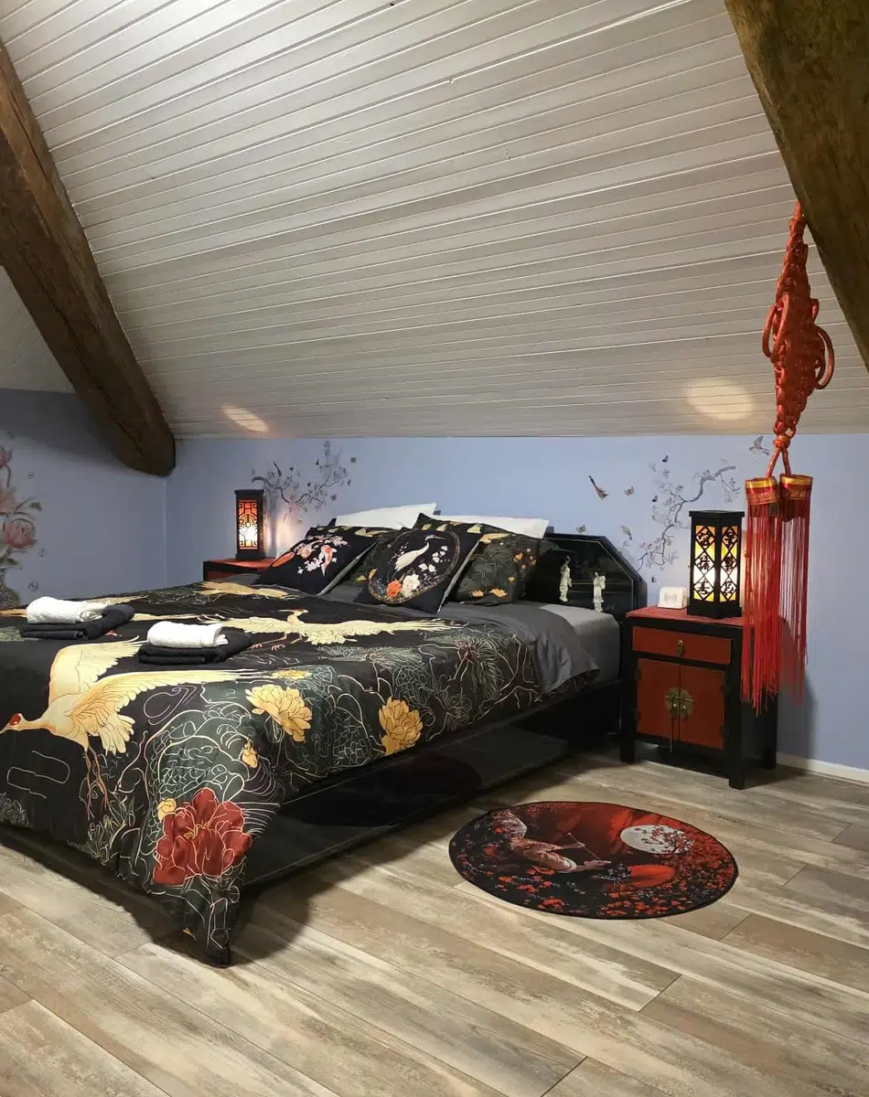 Chambre au style asiatique élégant Chambre avec décoration asiatique